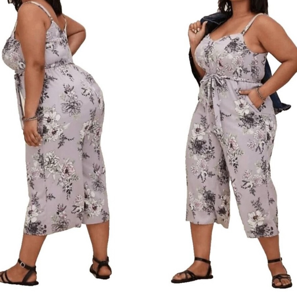 Torrid Floral Lavender Jumpsuit size 3 - Picture 2 of 6